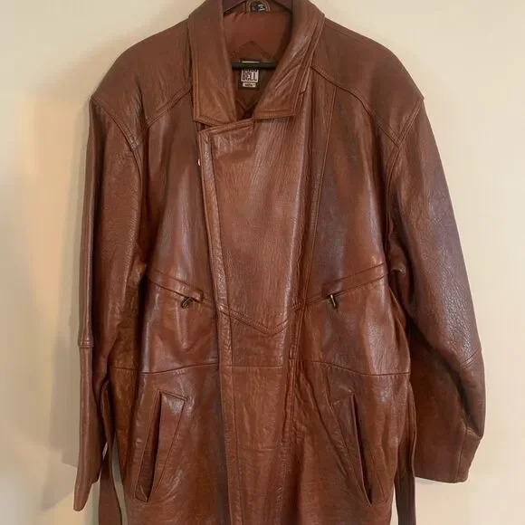 Mens Large Brown Soft leather coat - Picture 3 of 13